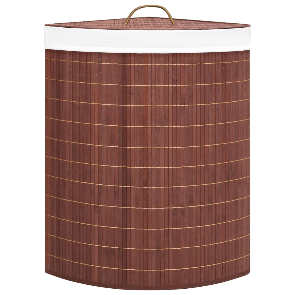 vidaXL Coș de rufe din bambus de colț, maro, 60 L vidaXL Coș de rufe din bambus de colț, maro, 60 L