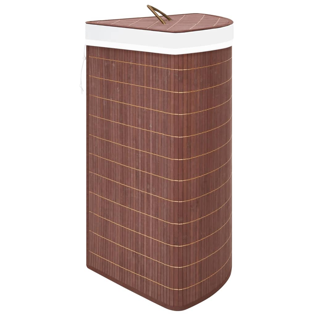 vidaXL Coș de rufe din bambus de colț, maro, 60 L vidaXL Coș de rufe din bambus de colț, maro, 60 L