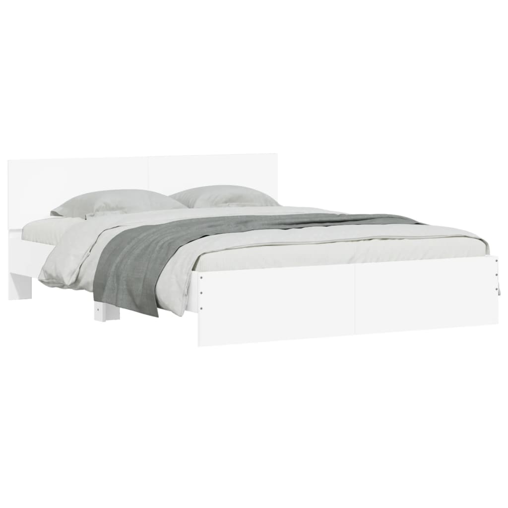 vidaXL Cadru de pat cu tăblie și LED, alb, 150x200 cm vidaXL Cadru de pat cu tăblie și LED, alb, 150x200 cm