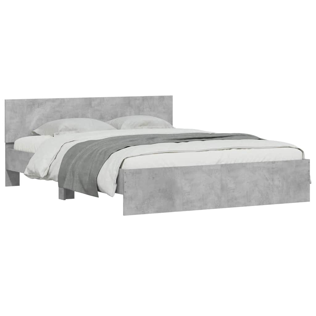 vidaXL Cadru de pat cu tăblie și LED, gri beton, 150x200 cm vidaXL Cadru de pat cu tăblie și LED, gri beton, 150x200 cm