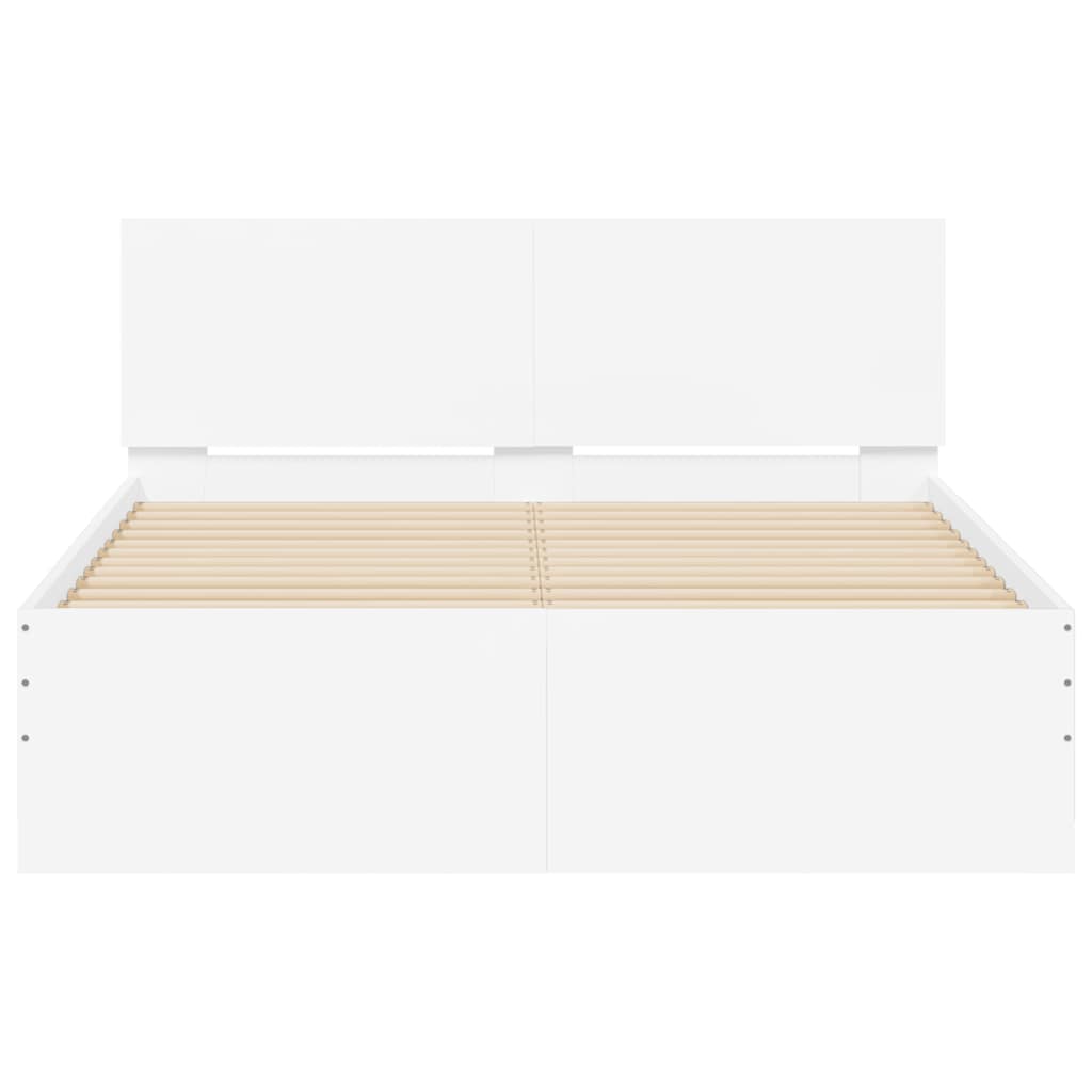 vidaXL Cadru de pat cu tăblie și LED, alb, 140x200 cm vidaXL Cadru de pat cu tăblie și LED, alb, 140x200 cm