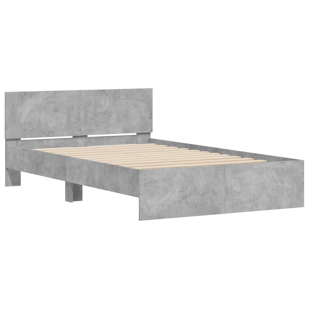 vidaXL Cadru de pat cu tăblie și LED, gri beton, 120x200 cm vidaXL Cadru de pat cu tăblie și LED, gri beton, 120x200 cm