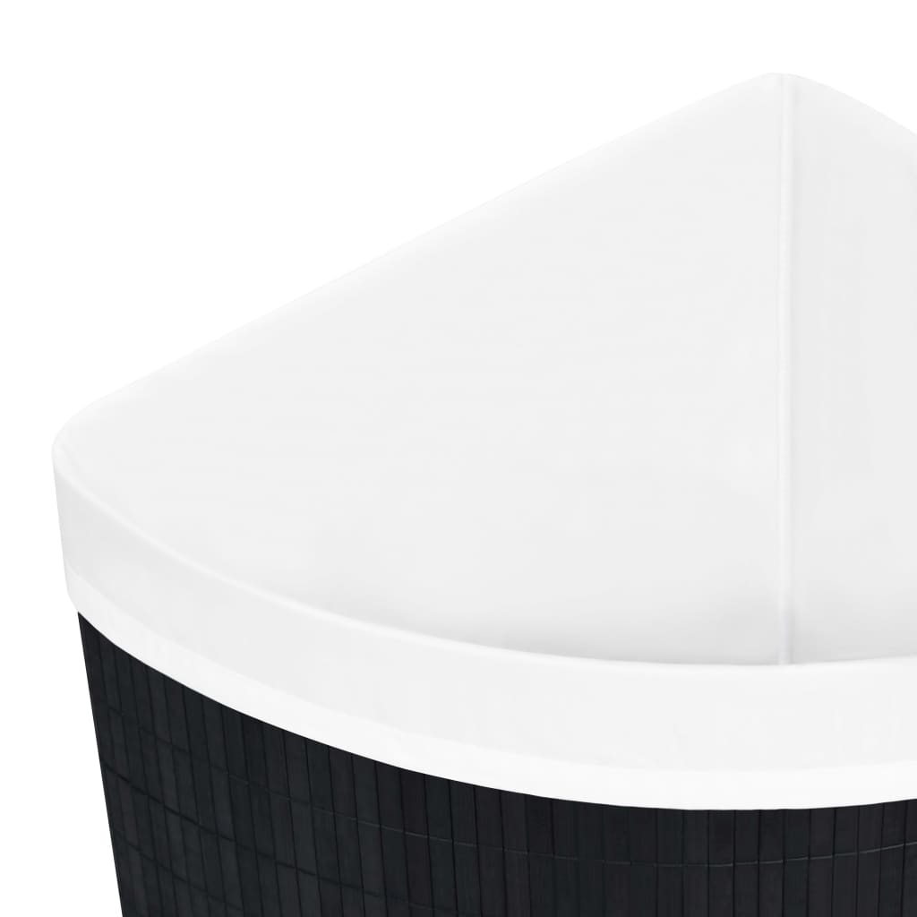 vidaXL Coș de rufe din bambus de colț, negru, 60 L vidaXL Coș de rufe din bambus de colț, negru, 60 L