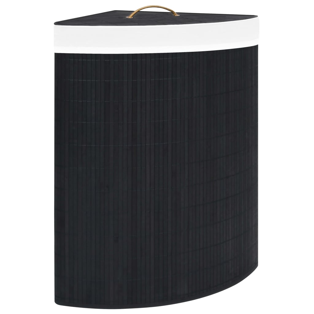 vidaXL Coș de rufe din bambus de colț, negru, 60 L vidaXL Coș de rufe din bambus de colț, negru, 60 L