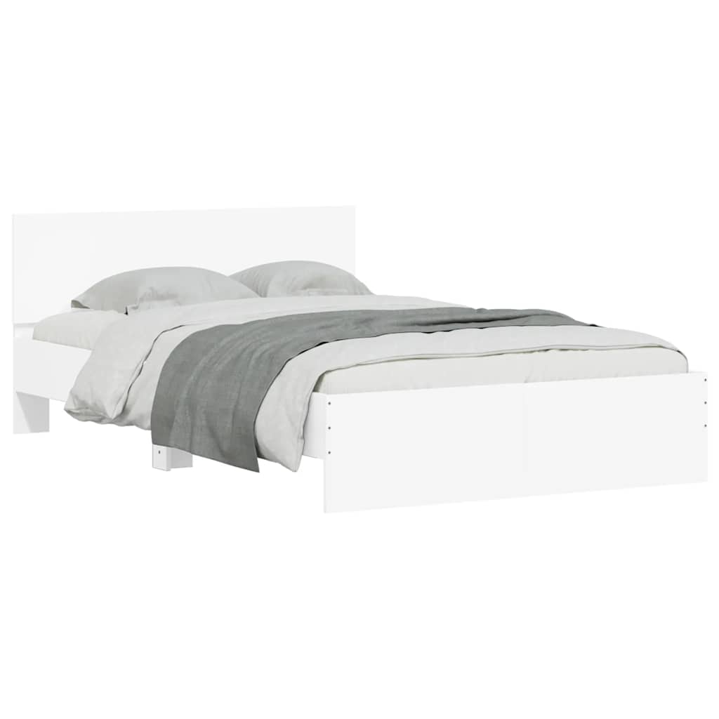 vidaXL Cadru de pat cu tăblie și LED, alb, 140x190 cm vidaXL Cadru de pat cu tăblie și LED, alb, 140x190 cm