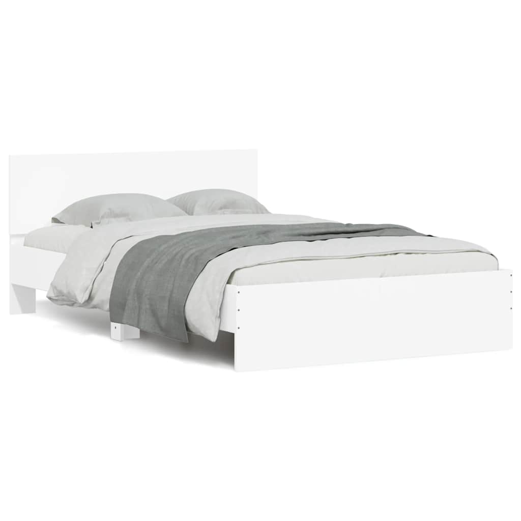 vidaXL Cadru de pat cu tăblie și LED, alb, 140x190 cm vidaXL Cadru de pat cu tăblie și LED, alb, 140x190 cm
