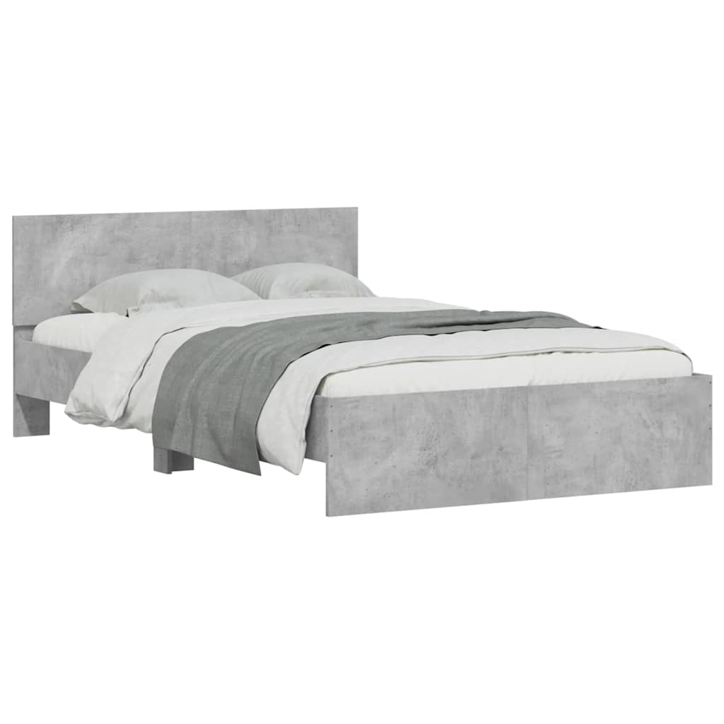 vidaXL Cadru de pat cu tăblie și LED, gri beton, 140x190 cm vidaXL Cadru de pat cu tăblie și LED, gri beton, 140x190 cm