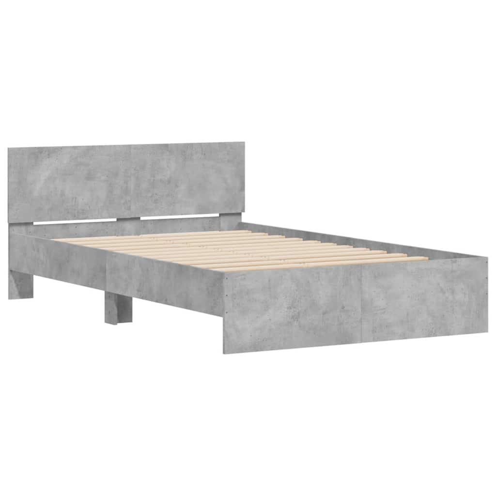 vidaXL Cadru de pat cu tăblie și LED, gri beton, 140x190 cm vidaXL Cadru de pat cu tăblie și LED, gri beton, 140x190 cm