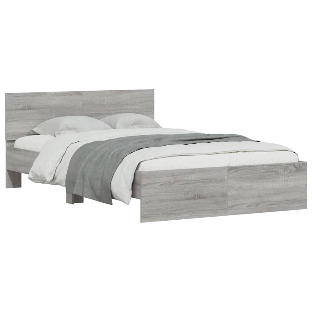 vidaXL Cadru de pat cu tăblie și LED, gri sonoma, 140x190 cm vidaXL Cadru de pat cu tăblie și LED, gri sonoma, 140x190 cm