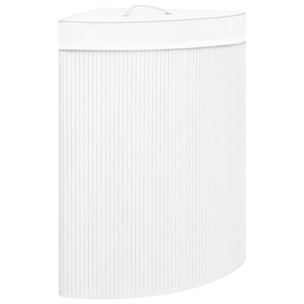 vidaXL Coș de rufe din bambus de colț, alb, 60 L vidaXL Coș de rufe din bambus de colț, alb, 60 L