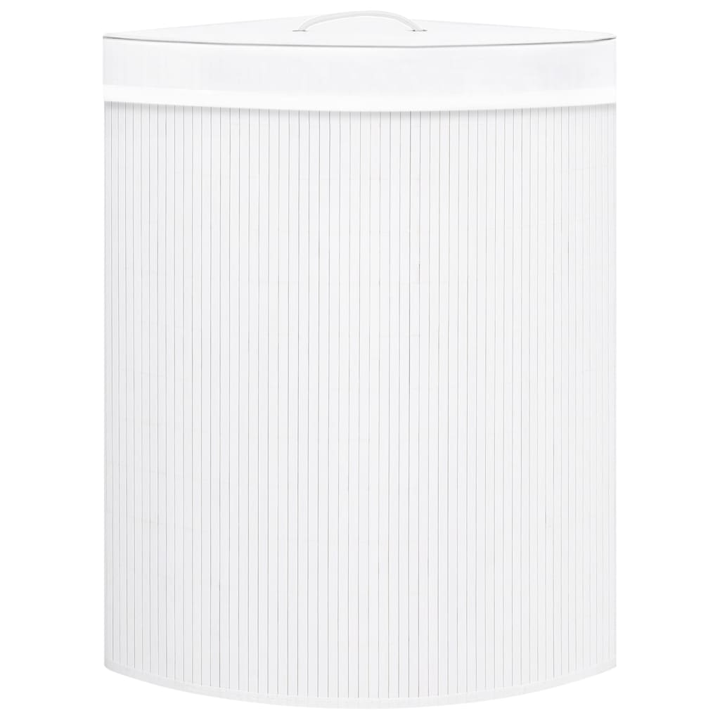 vidaXL Coș de rufe din bambus de colț, alb, 60 L vidaXL Coș de rufe din bambus de colț, alb, 60 L