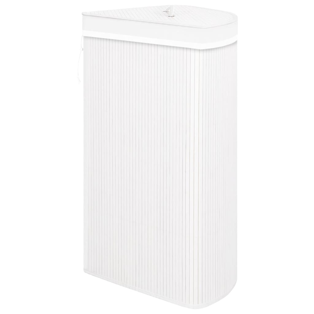 vidaXL Coș de rufe din bambus de colț, alb, 60 L vidaXL Coș de rufe din bambus de colț, alb, 60 L