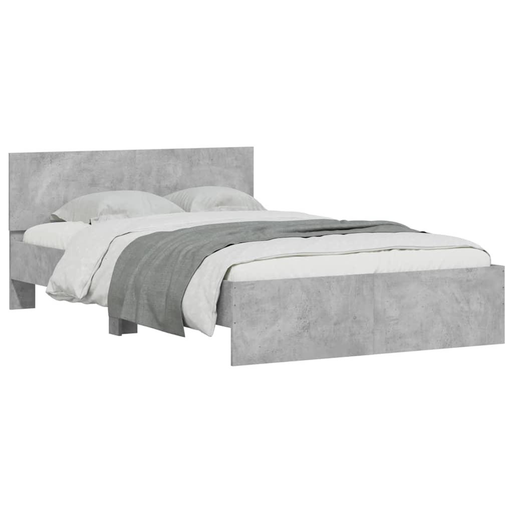 vidaXL Cadru de pat cu tăblie și LED, gri beton, 120x190 cm vidaXL Cadru de pat cu tăblie și LED, gri beton, 120x190 cm