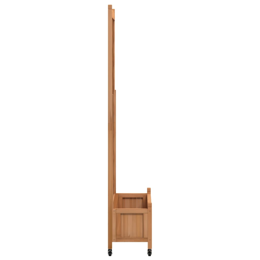 vidaXL Jardinieră cu spalier și roți, maro, lemn masiv de brad vidaXL Jardinieră cu spalier și roți, maro, lemn masiv de brad