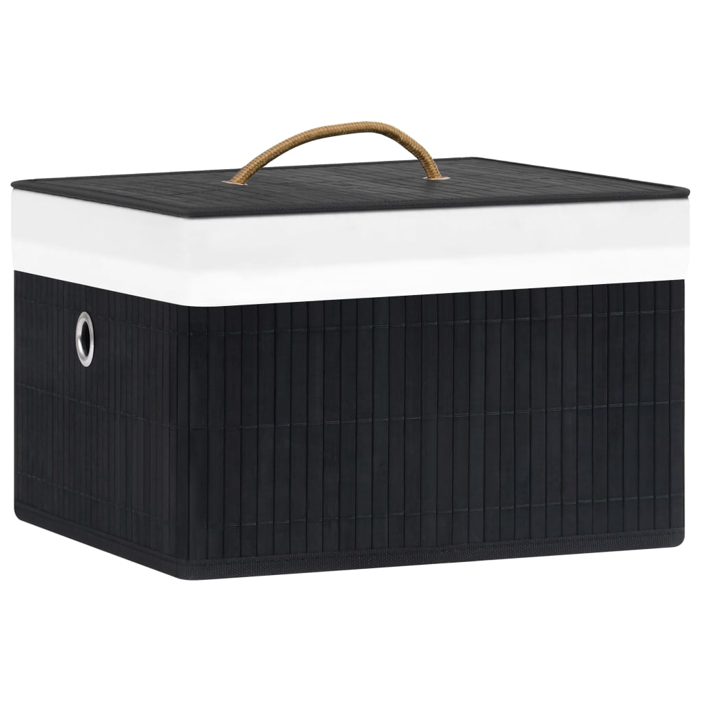 vidaXL Cutii de depozitare, 4 buc., negru, bambus vidaXL Cutii de depozitare, 4 buc., negru, bambus