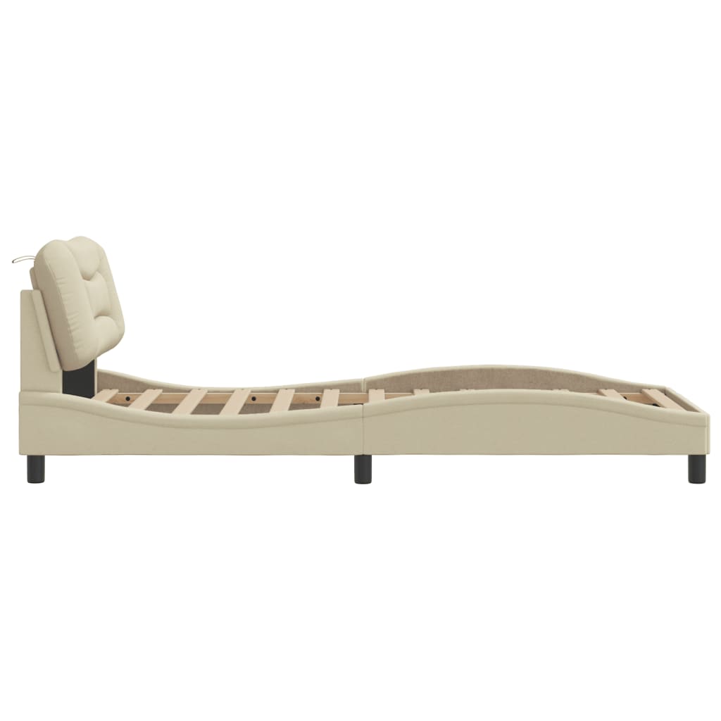vidaXL Cadru de pat fără saltea cremă 80x200 cm țesătură
