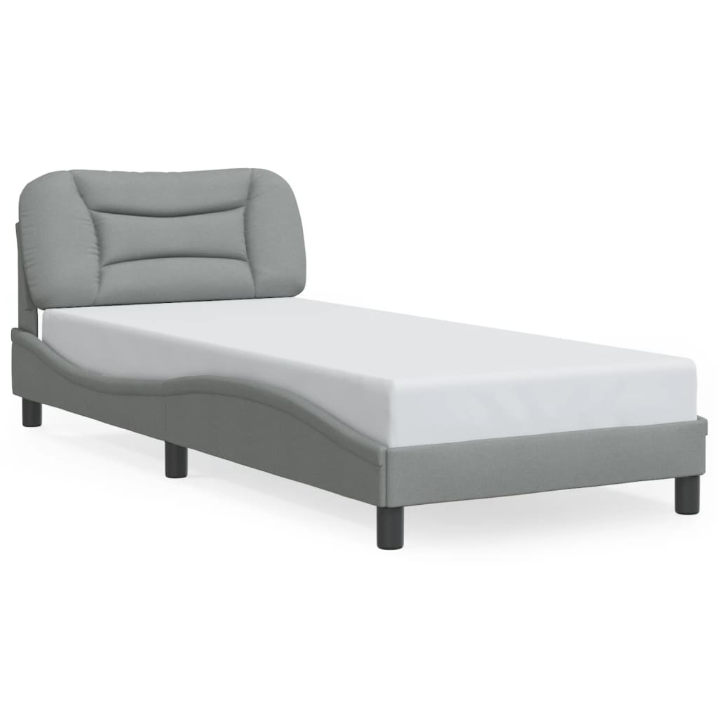 vidaXL Cadru de pat fără saltea, gri deschis, 90x190 cm, textil