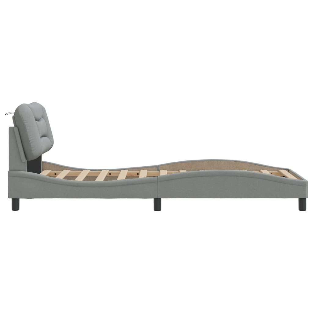 vidaXL Cadru de pat fără saltea, gri deschis, 90x190 cm, textil