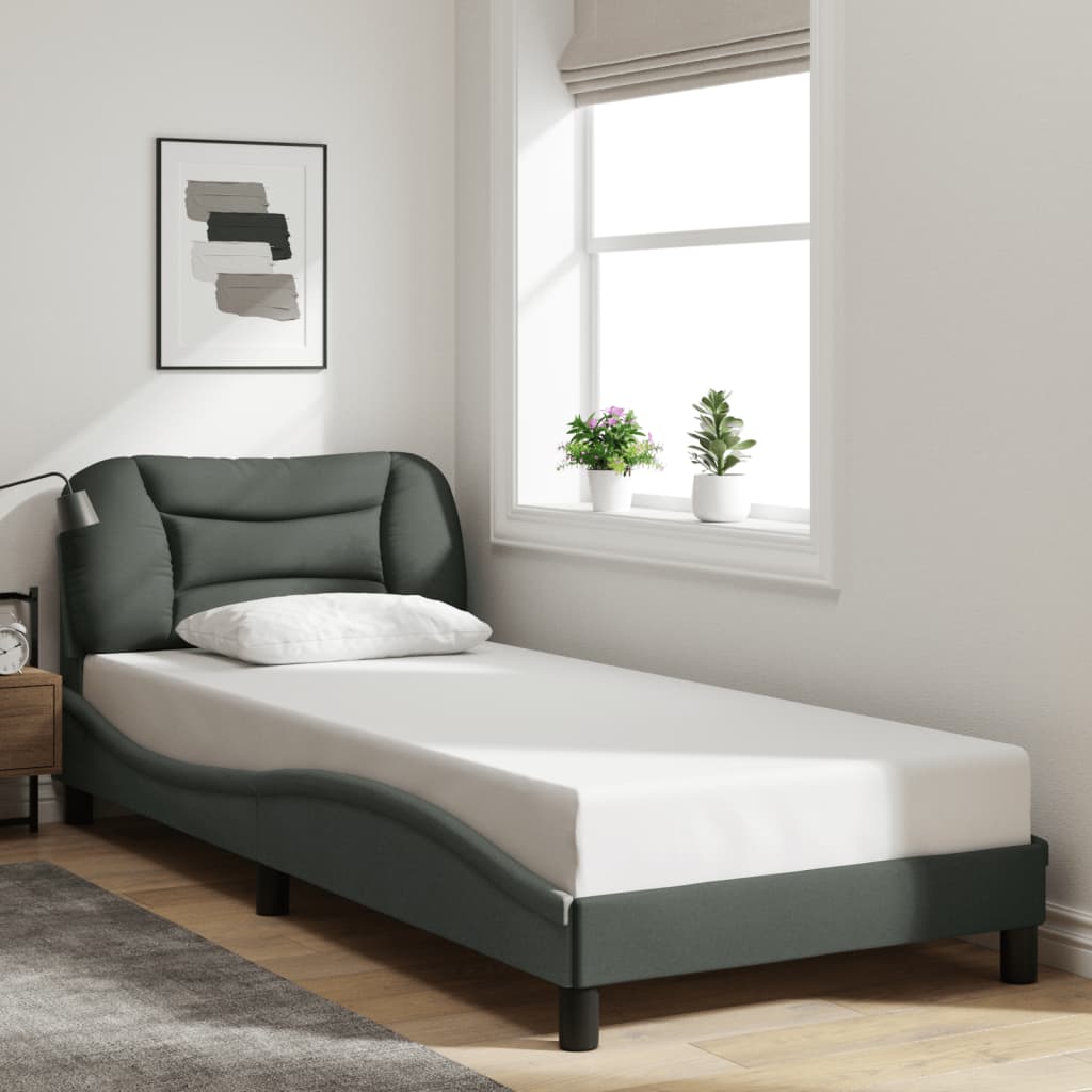 vidaXL Cadru de pat fără saltea, gri închis, 90x190 cm, textil vidaXL Cadru de pat fără saltea, gri închis, 90x190 cm, textil