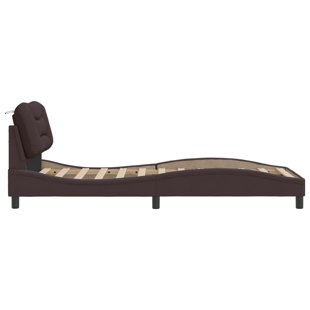 vidaXL Cadru de pat fără saltea, maro închis, 90x190 cm, textil vidaXL Cadru de pat fără saltea, maro închis, 90x190 cm, textil