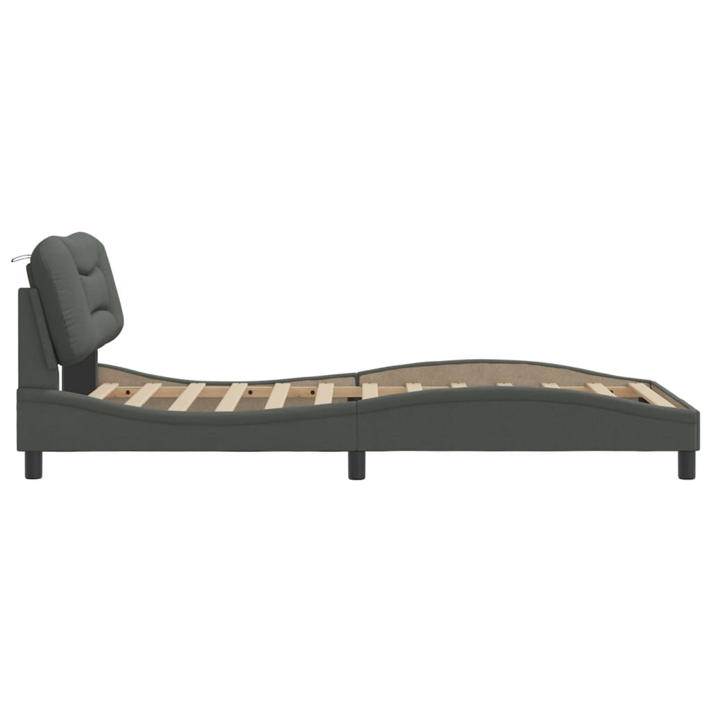 vidaXL Cadru de pat fără saltea, gri închis, 100x200 cm, textil