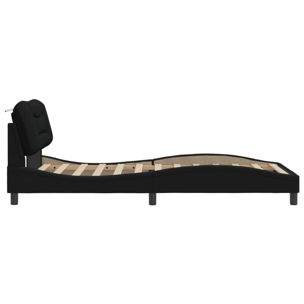 vidaXL Cadru de pat fără saltea, negru, 100x200 cm, textil