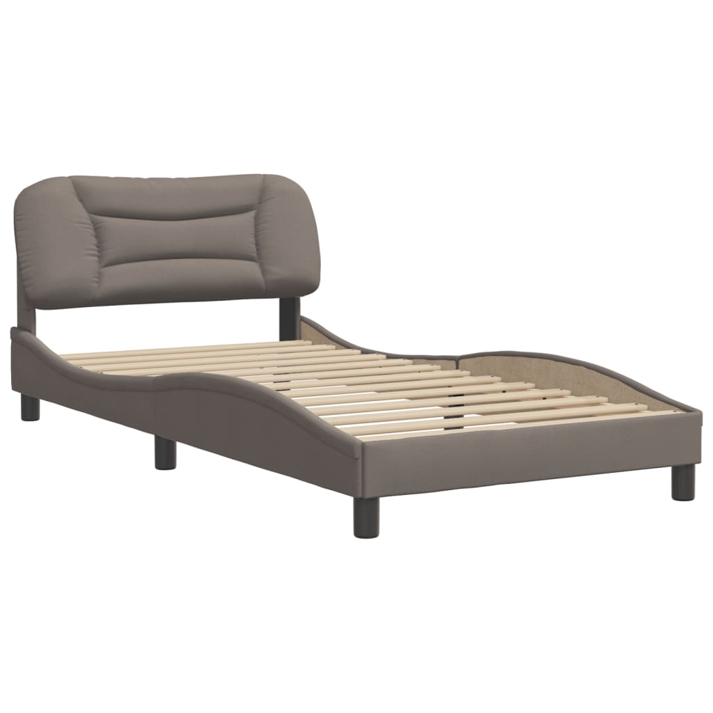 vidaXL Cadru de pat fără saltea, gri taupe, 100x200 cm, textil vidaXL Cadru de pat fără saltea, gri taupe, 100x200 cm, textil