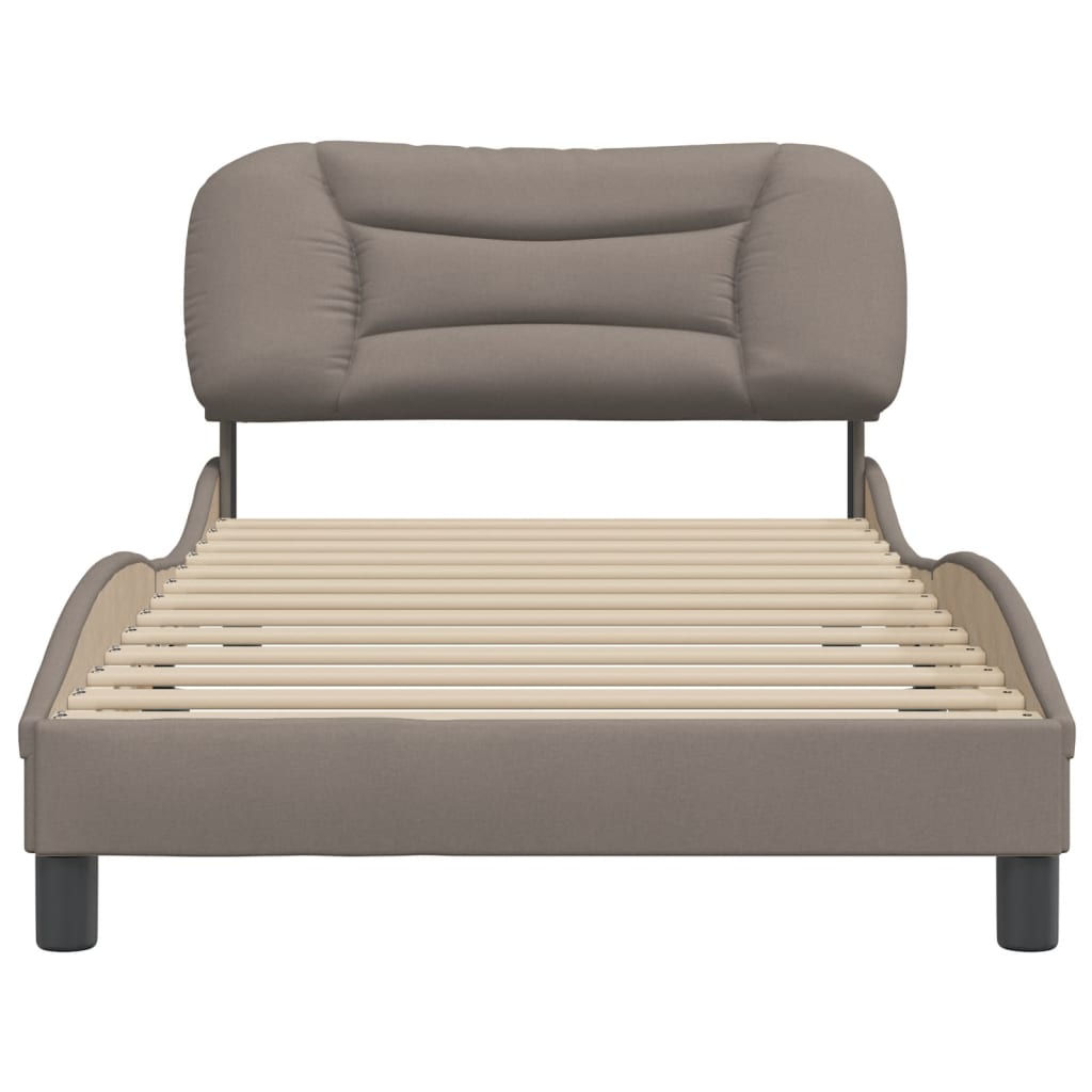vidaXL Cadru de pat fără saltea, gri taupe, 100x200 cm, textil vidaXL Cadru de pat fără saltea, gri taupe, 100x200 cm, textil