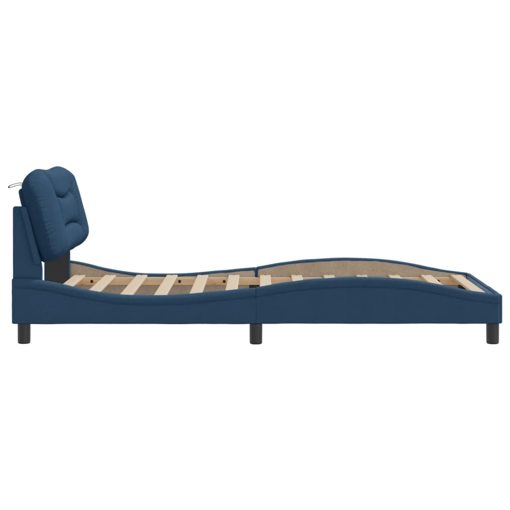 vidaXL Cadru de pat fără saltea țesătură albastră 100x200 cm vidaXL Cadru de pat fără saltea țesătură albastră 100x200 cm