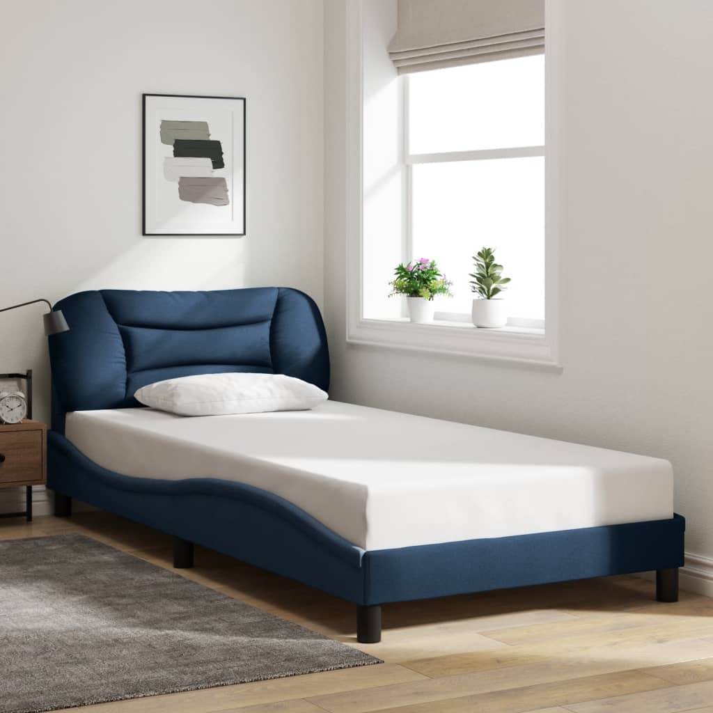 vidaXL Cadru de pat fără saltea țesătură albastră 100x200 cm vidaXL Cadru de pat fără saltea țesătură albastră 100x200 cm