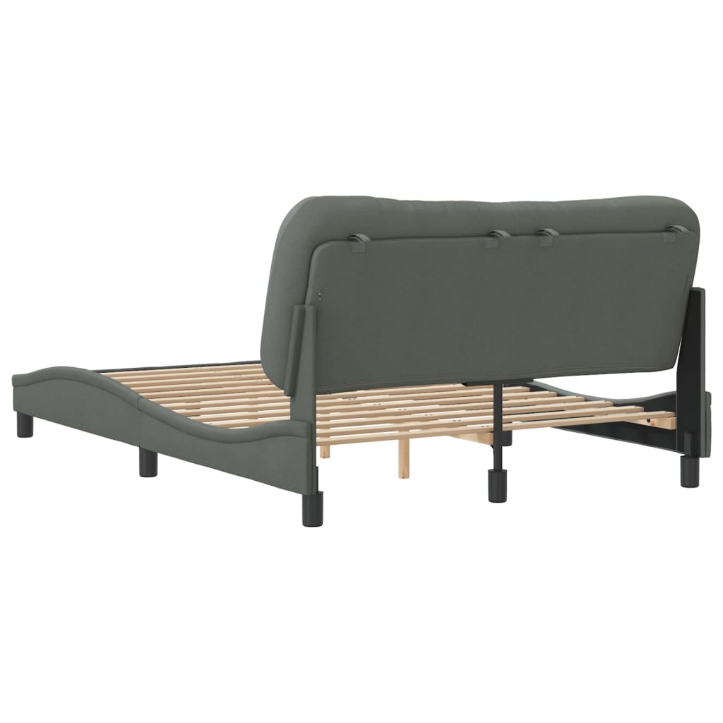 vidaXL Cadru de pat fără saltea, gri închis, 140x190 cm, textil