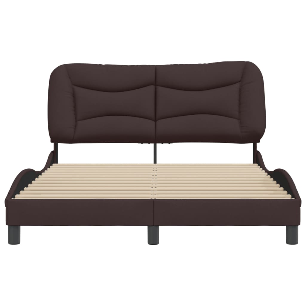 vidaXL Cadru de pat fără saltea, maro închis, 140x200 cm, textil vidaXL Cadru de pat fără saltea, maro închis, 140x200 cm, textil