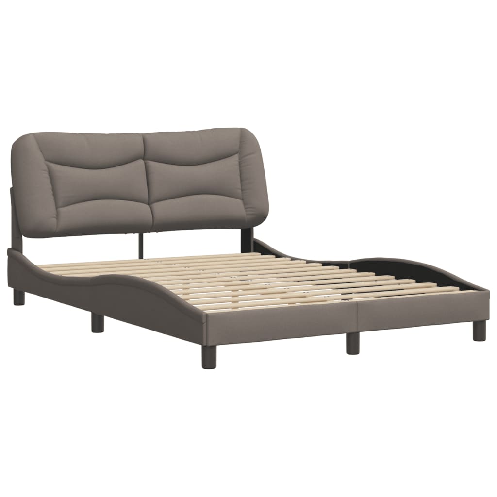 vidaXL Cadru de pat fără saltea, gri taupe, 140x190 cm, textil vidaXL Cadru de pat fără saltea, gri taupe, 140x190 cm, textil