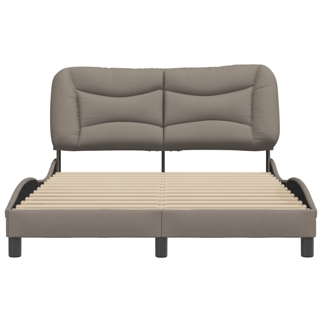 vidaXL Cadru de pat fără saltea, gri taupe, 140x190 cm, textil vidaXL Cadru de pat fără saltea, gri taupe, 140x190 cm, textil