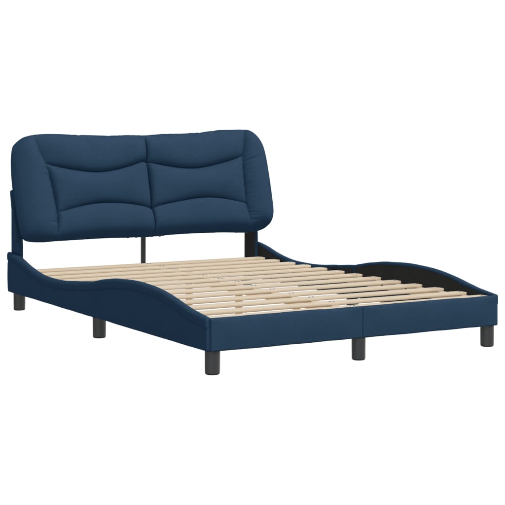 vidaXL Cadru de pat fără saltea, albastru, 140x190 cm, textil