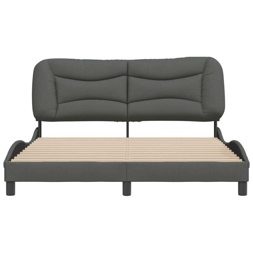vidaXL Cadru de pat fără saltea, gri închis, 160x200 cm, textil
