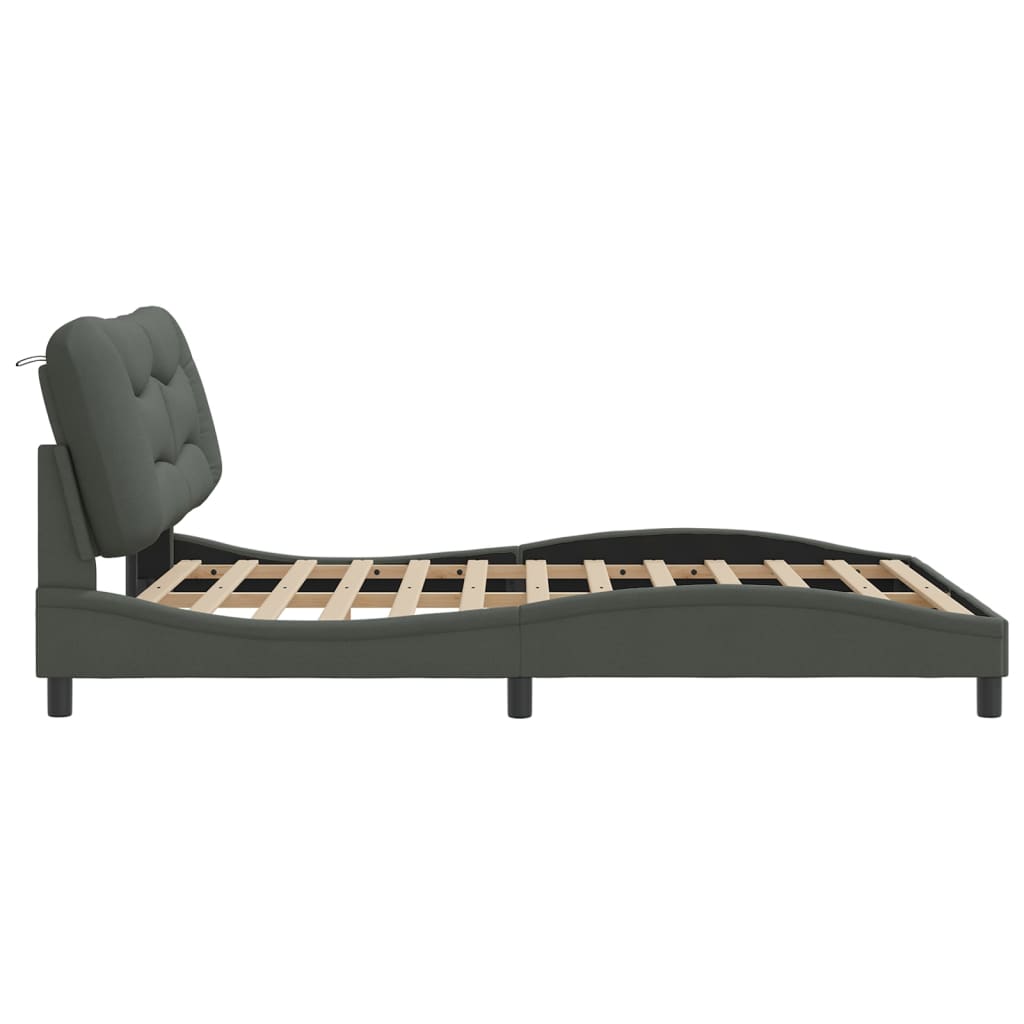 vidaXL Cadru de pat fără saltea, gri închis, 160x200 cm, textil