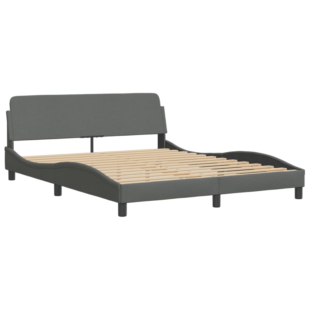 vidaXL Cadru de pat fără saltea, gri închis, 160x200 cm, textil