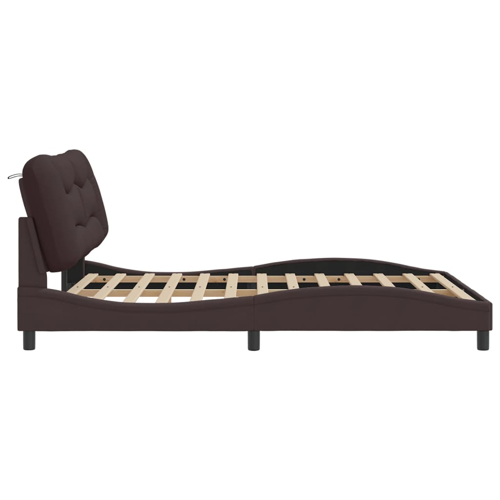 vidaXL Cadru de pat fără saltea, maro închis, 160x200 cm, textil vidaXL Cadru de pat fără saltea, maro închis, 160x200 cm, textil