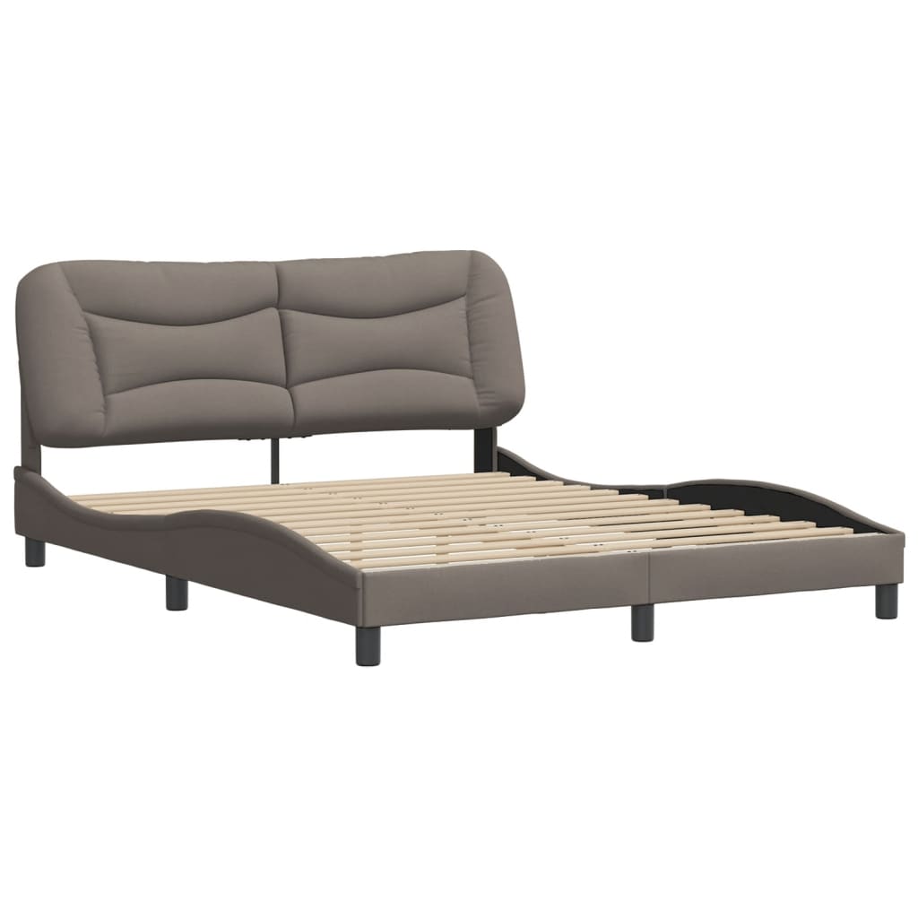 vidaXL Cadru de pat fără saltea, gri taupe, 160x200 cm, textil vidaXL Cadru de pat fără saltea, gri taupe, 160x200 cm, textil