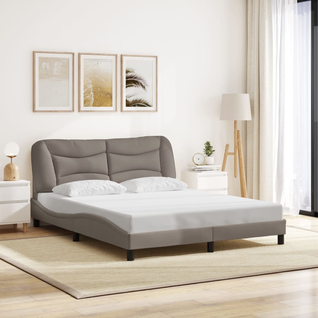 vidaXL Cadru de pat fără saltea, gri taupe, 160x200 cm, textil vidaXL Cadru de pat fără saltea, gri taupe, 160x200 cm, textil