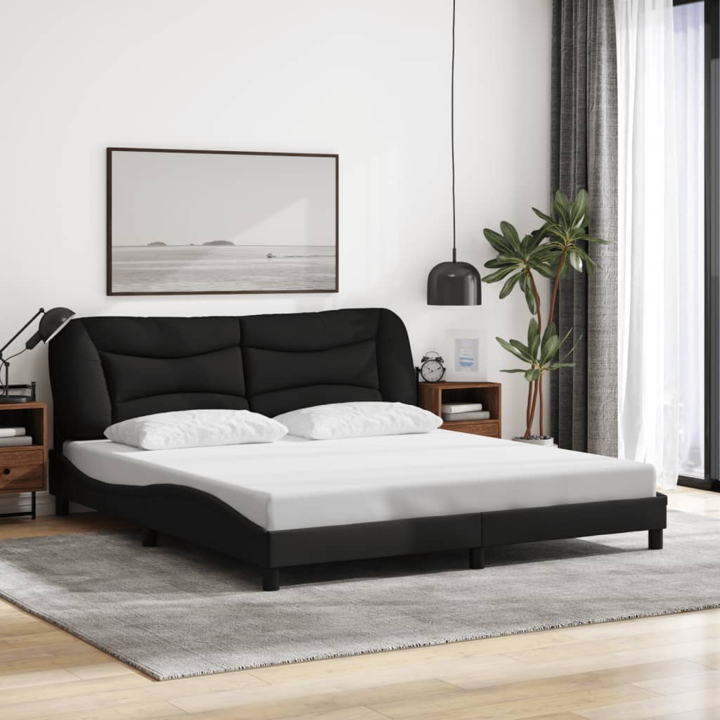 vidaXL Cadru de pat fără saltea, negru, 180x200 cm, textil vidaXL Cadru de pat fără saltea, negru, 180x200 cm, textil