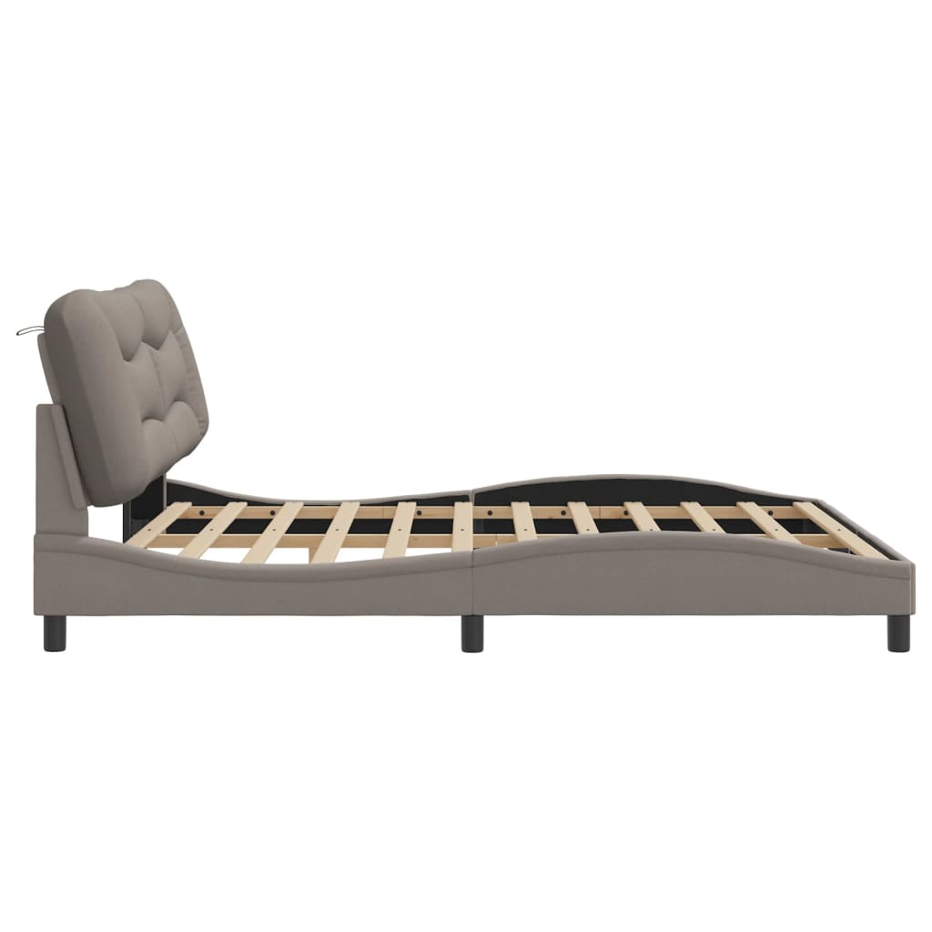 vidaXL Cadru de pat fără saltea, gri taupe, 180x200 cm, textil vidaXL Cadru de pat fără saltea, gri taupe, 180x200 cm, textil