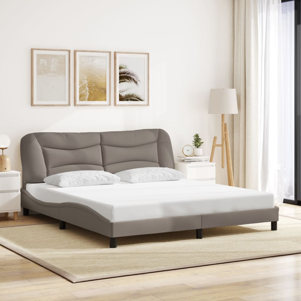 vidaXL Cadru de pat fără saltea, gri taupe, 180x200 cm, textil vidaXL Cadru de pat fără saltea, gri taupe, 180x200 cm, textil