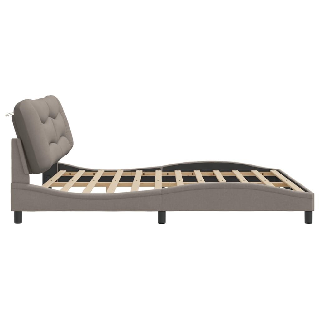 vidaXL Cadru de pat fără saltea, gri taupe, 200x200 cm, textil vidaXL Cadru de pat fără saltea, gri taupe, 200x200 cm, textil