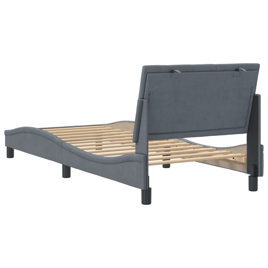 vidaXL Cadru de pat fără saltea, gri închis, 80x200 cm, catifea vidaXL Cadru de pat fără saltea, gri închis, 80x200 cm, catifea