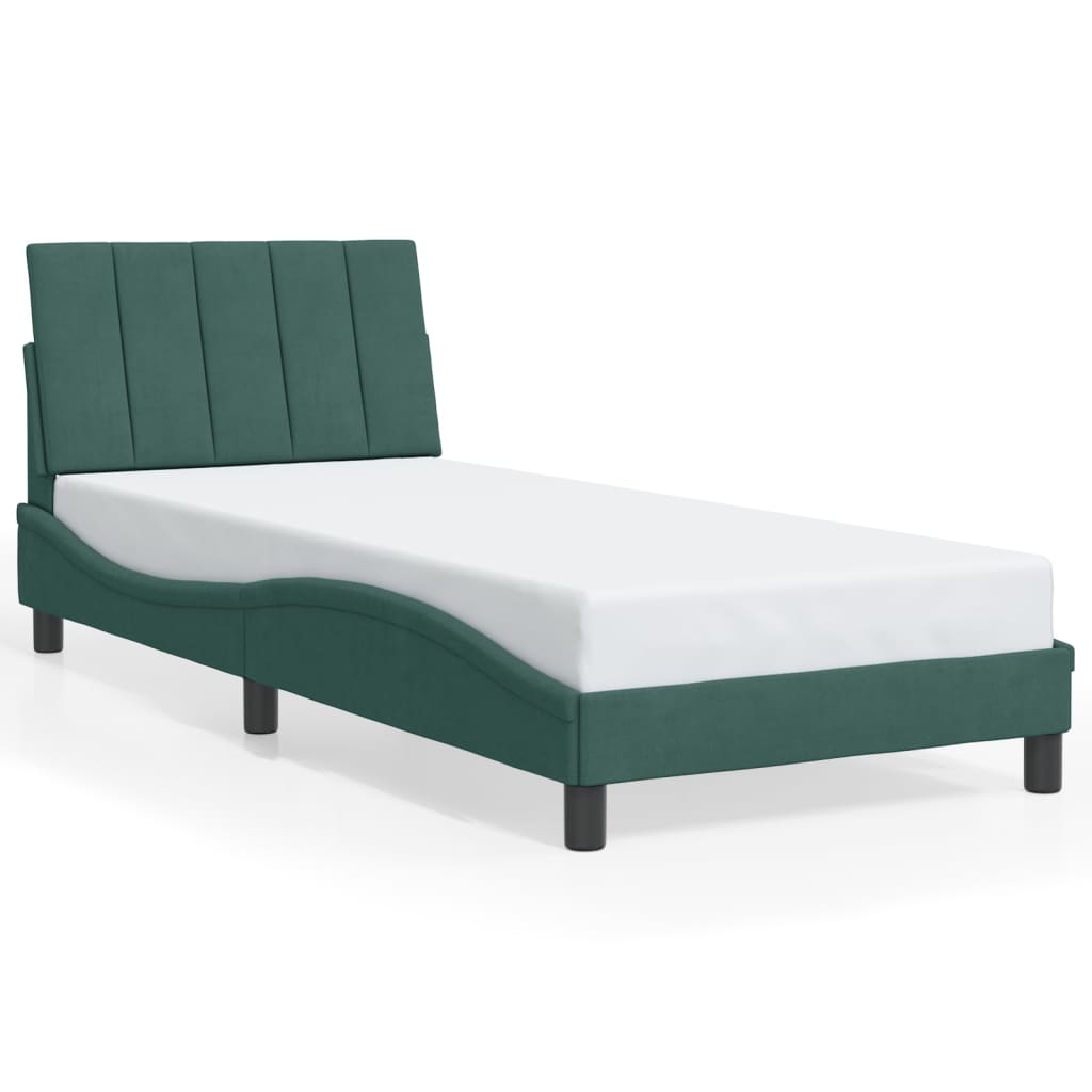 vidaXL Cadru de pat fără saltea, verde închis, 80x200 cm, catifea vidaXL Cadru de pat fără saltea, verde închis, 80x200 cm, catifea
