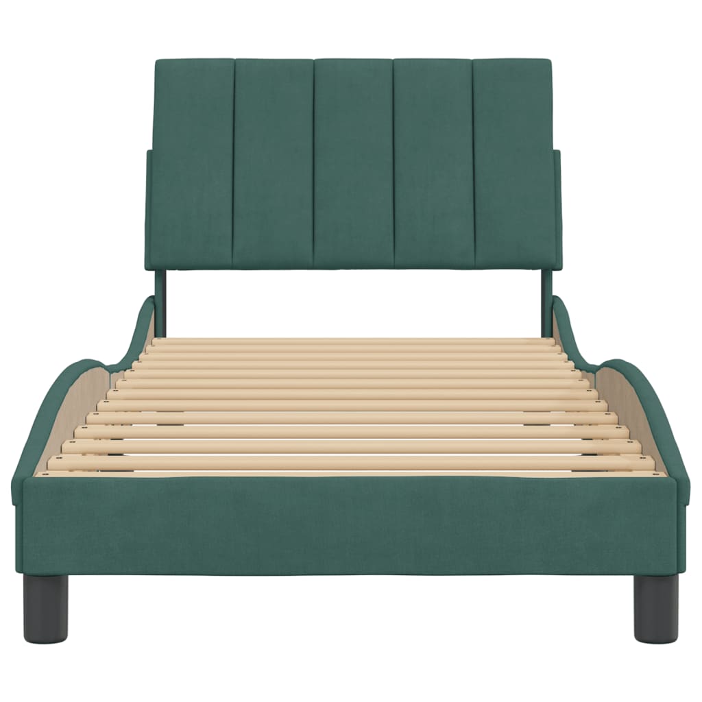 vidaXL Cadru de pat fără saltea, verde închis, 90x190 cm, catifea vidaXL Cadru de pat fără saltea, verde închis, 90x190 cm, catifea