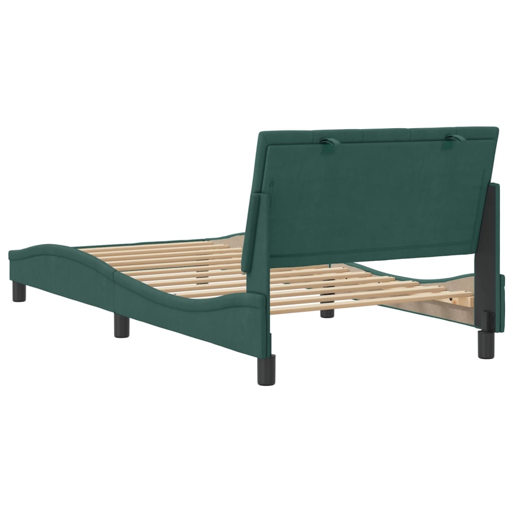 vidaXL Cadru de pat fără saltea, verde închis, 100x200 cm, catifea vidaXL Cadru de pat fără saltea, verde închis, 100x200 cm, catifea