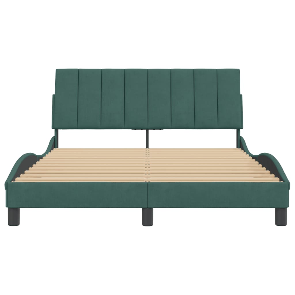 vidaXL Cadru de pat fără saltea, verde închis, 140x190 cm, catifea vidaXL Cadru de pat fără saltea, verde închis, 140x190 cm, catifea